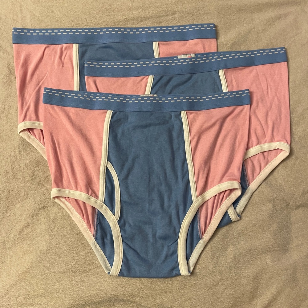 Vintage 3 Pack Tiger Briefs Mens 44-46 Pink Blue Colorblock Underwear BRAND NEW